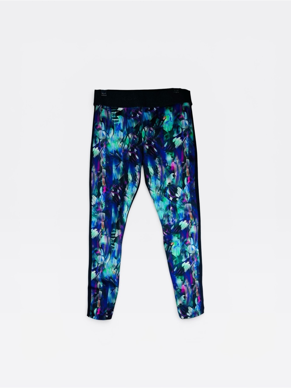 Koral by Ilana Kugal Compass Poly Chrome Black Cropped  Compression Leggings S